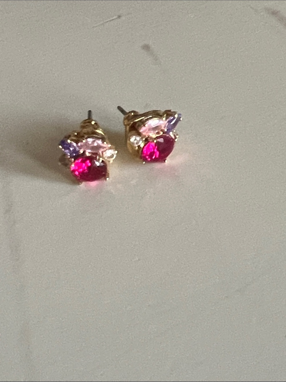 kate spade Gold Plated Pink and Purple Crystal Stud Earrings